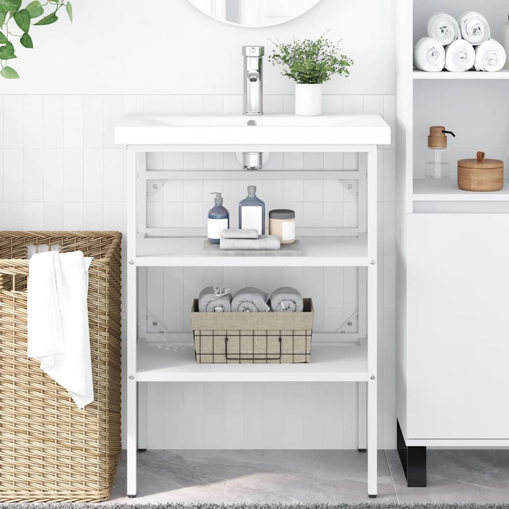 Kylpyhuoneen pesualtaan kehys valkoinen 59x38x83 cm rauta