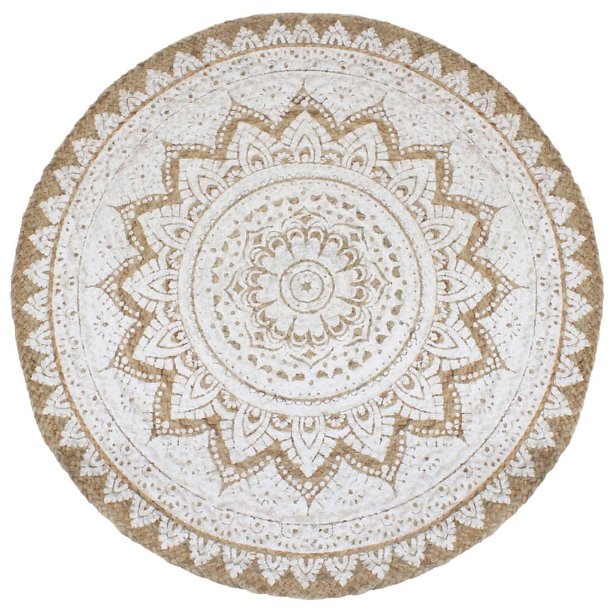 Pyöreä matto kuvioitu punottu juutti 180 cm