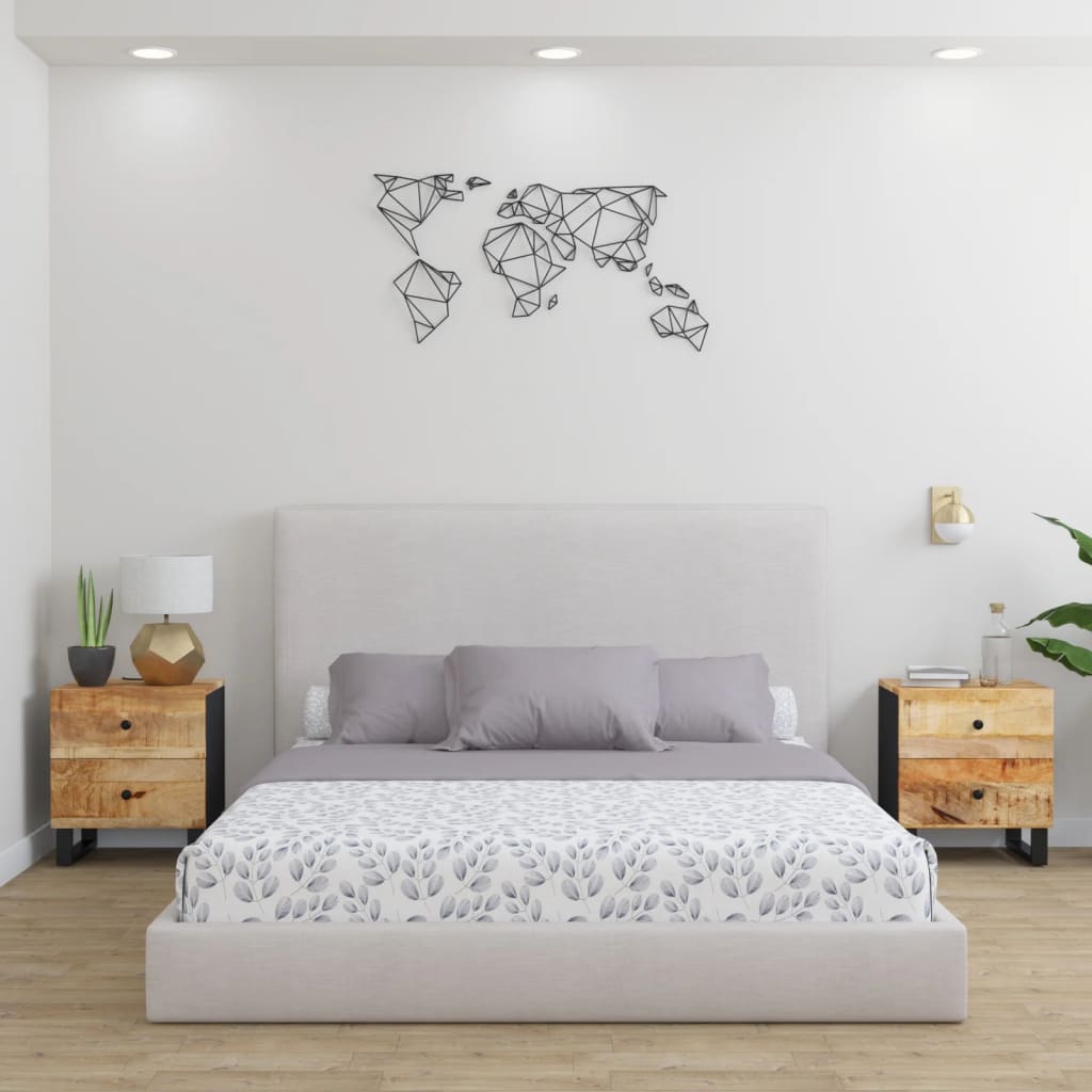 Yöpöydät 2 kpl 40x33x46 cm täysi mangopuu