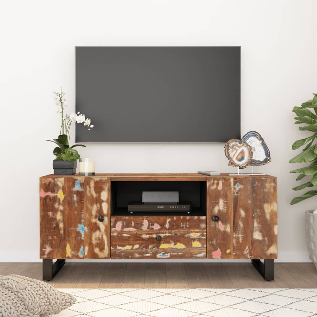TV-taso 105x33,5x46 cm kierrätetty täyspuu ja tekninen puu