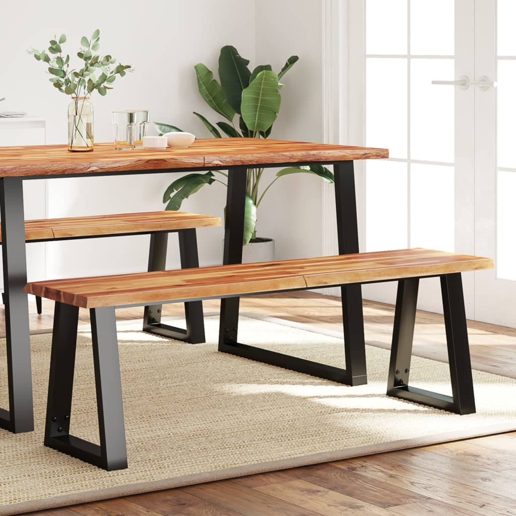 Penkki elävillä reunoilla 140 cm täysi akasiapuu