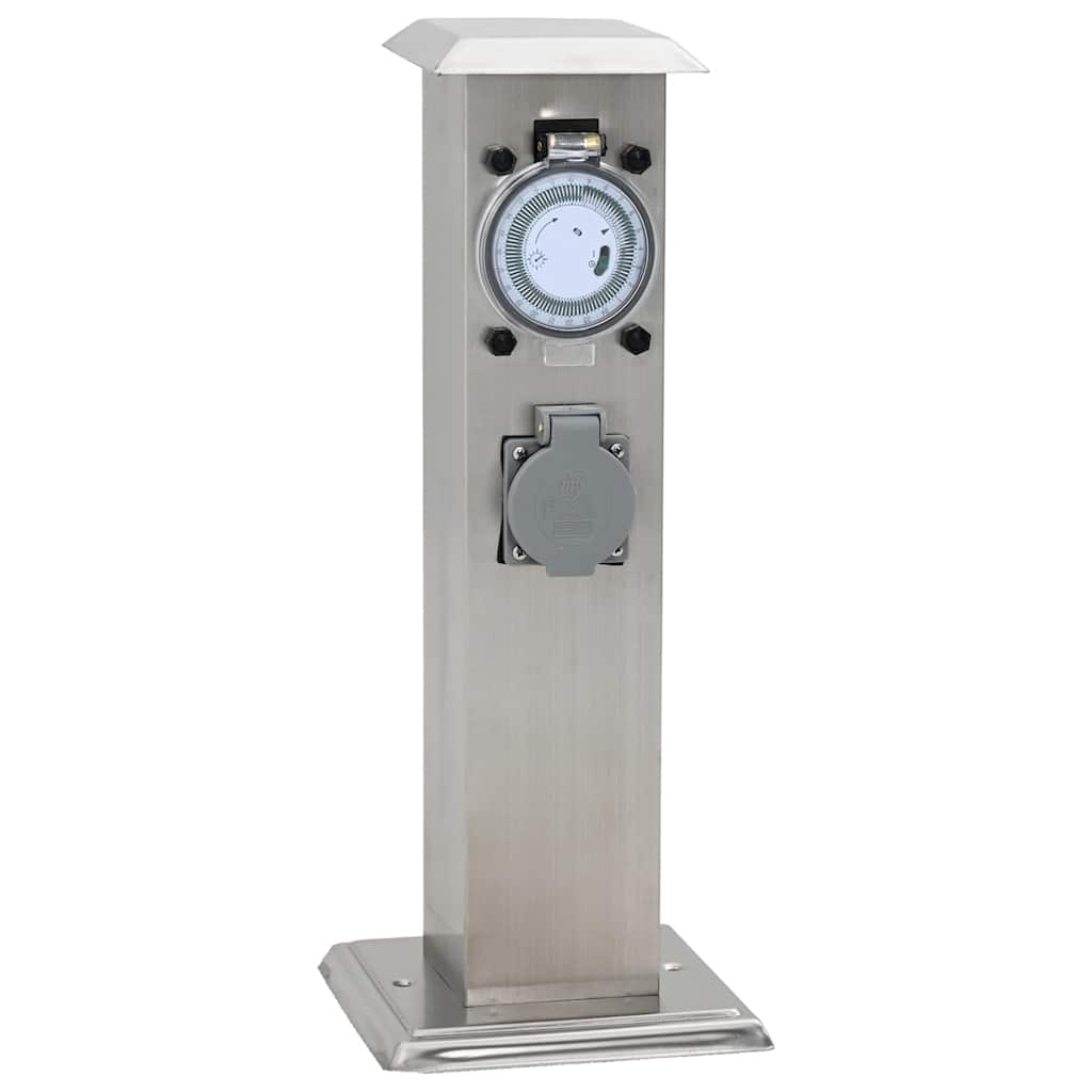 Ruostumaton Teräs Puutarhan Pistorasiatolppa Ajastimella