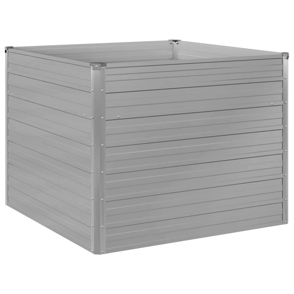 Korotettu puutarhalaatikko 100x100x77cm Galvanoitu teräs Harmaa