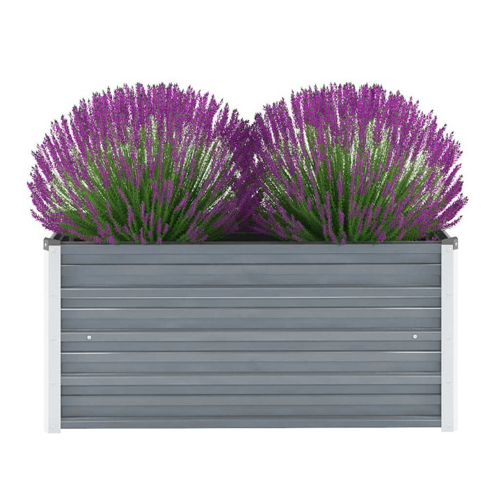 Korotettu kukkalaatikko galvanoitu teräs 100x40x45 cm harmaa