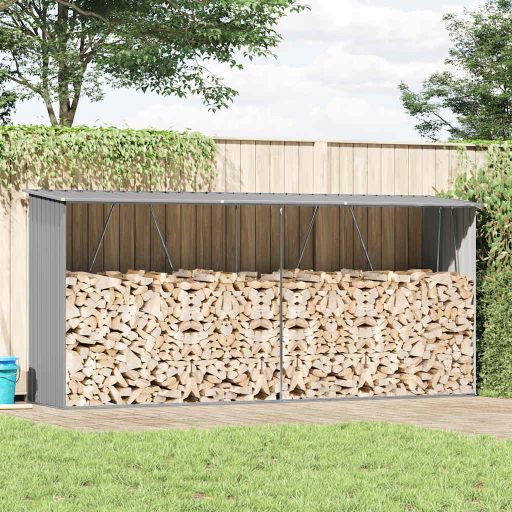 Puuvaja galvanoitu teräs 330x84x152 cm harmaa