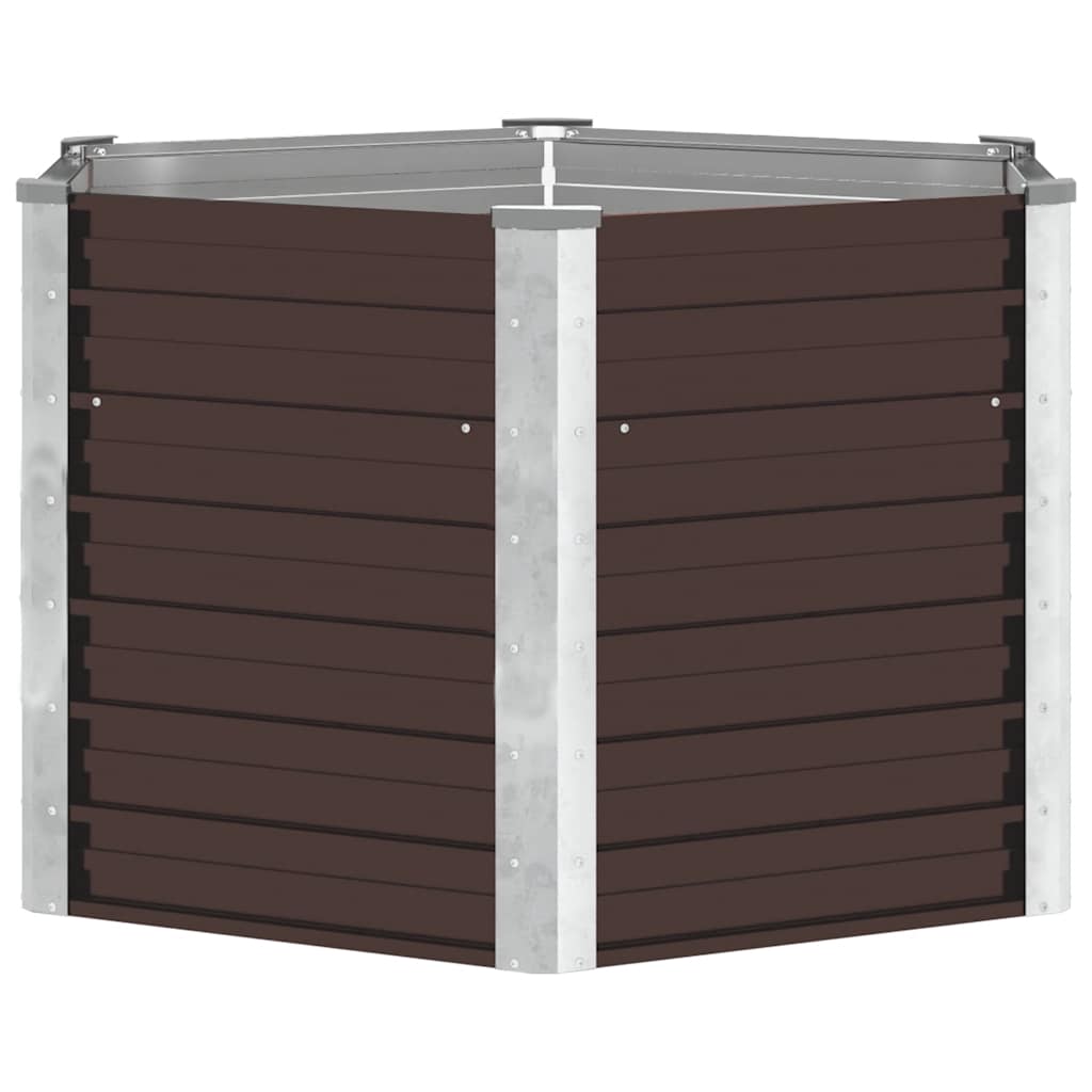 Korotettu kukkalaatikko ruskea 129x129x77 cm galvanoitu teräs