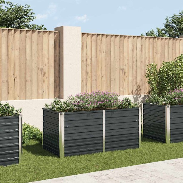 Puutarhalaatikko 160x80x77cm galvanoitu teräs antrasiitti