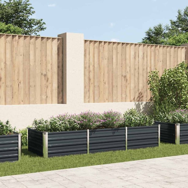 Korotettu kukkalaatikko antrasiitti 240x80x45 cm galv. teräs