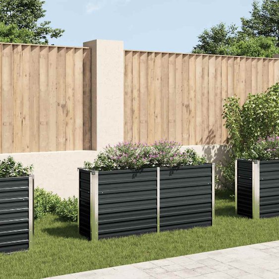 Korotettu kukkalaatikko antrasiitti 160x40x77 cm galv. teräs