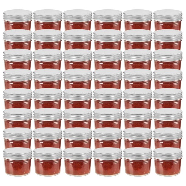 Lasiset hillopurkit hopean värisillä kansilla 48 kpl 110 ml