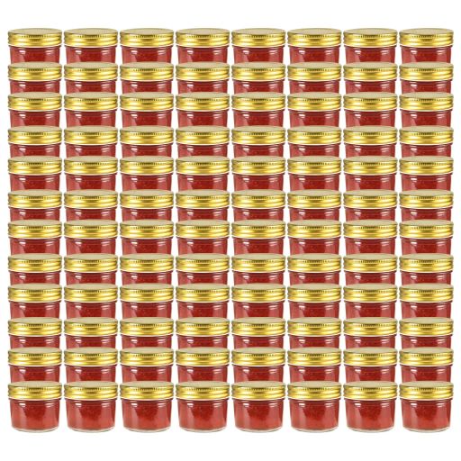 Lasiset hillopurkit kullan värisillä kansilla 96 kpl 110 ml