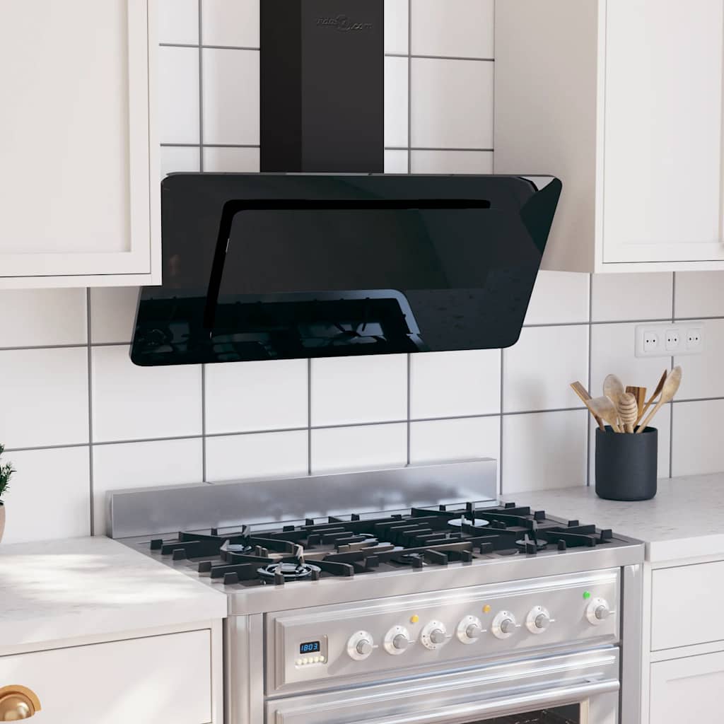 Liesituuletin 90 cm ruostumaton teräs ja karkaistu lasi musta