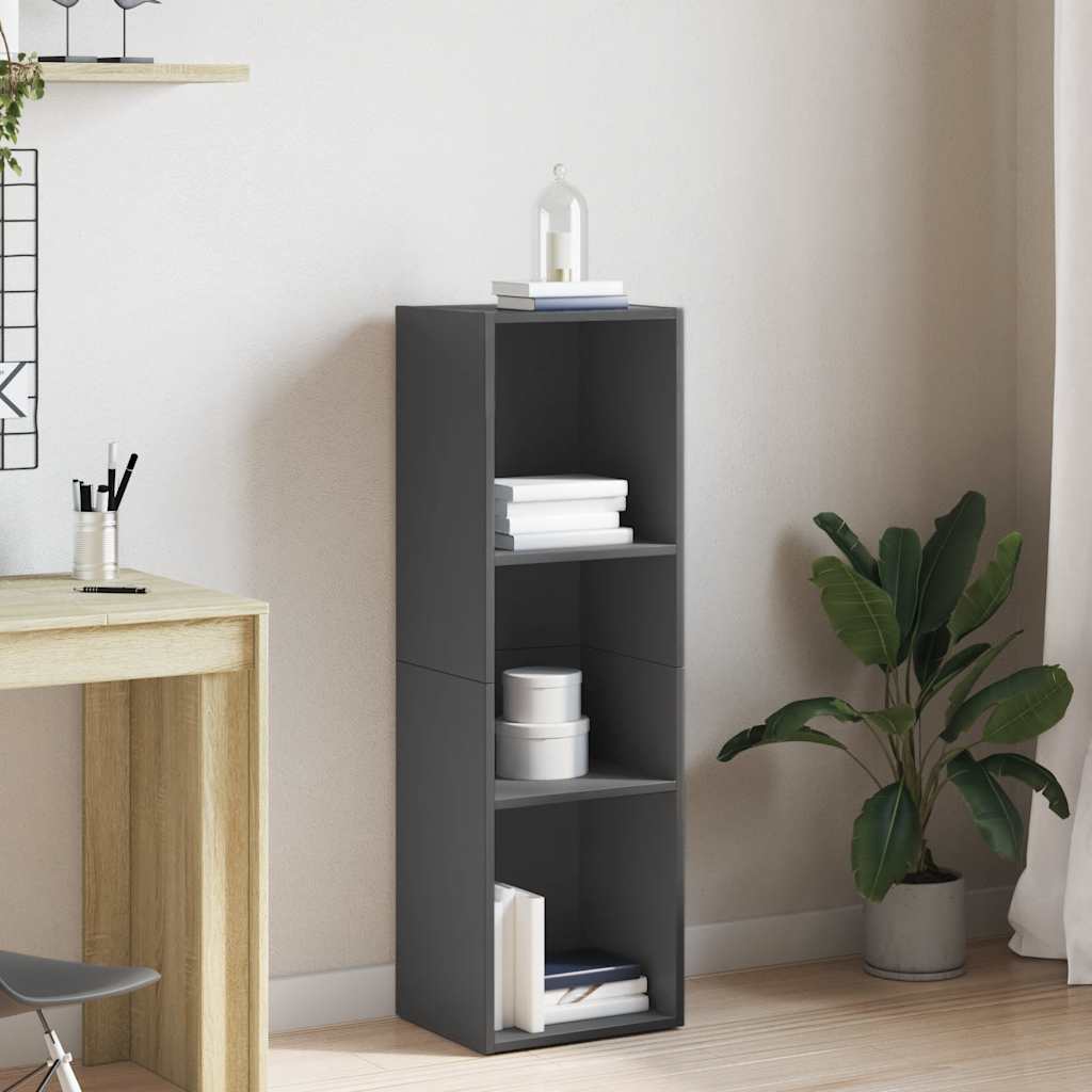 Kirjahylly korkeakiilto harmaa 36x30x114 cm tekninen puu