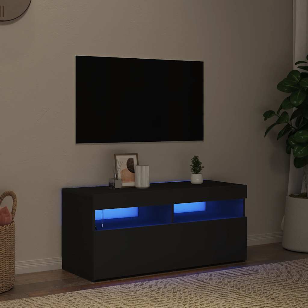 TV-taso LED-valoilla musta 90x35x40 cm