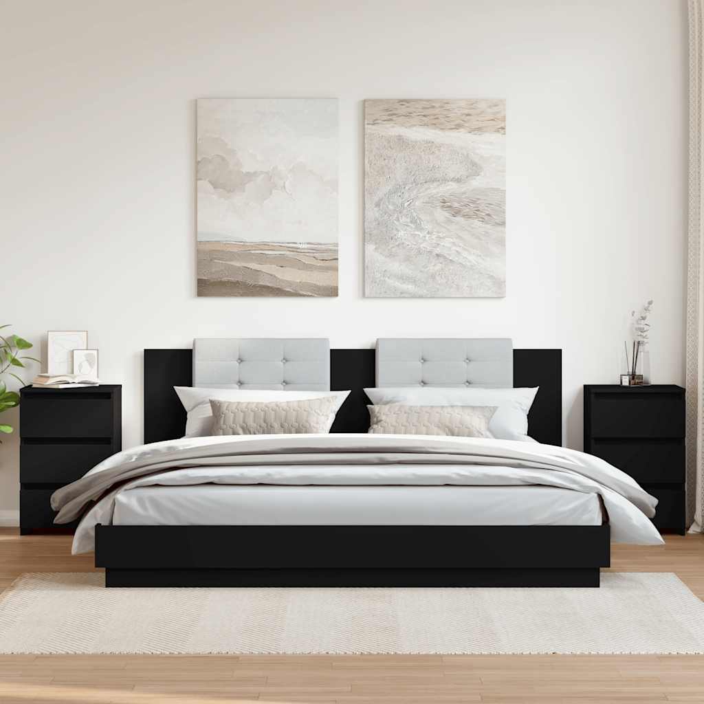 Yöpöydät 2 kpl musta 40x35x62,5 cm tekninen puu