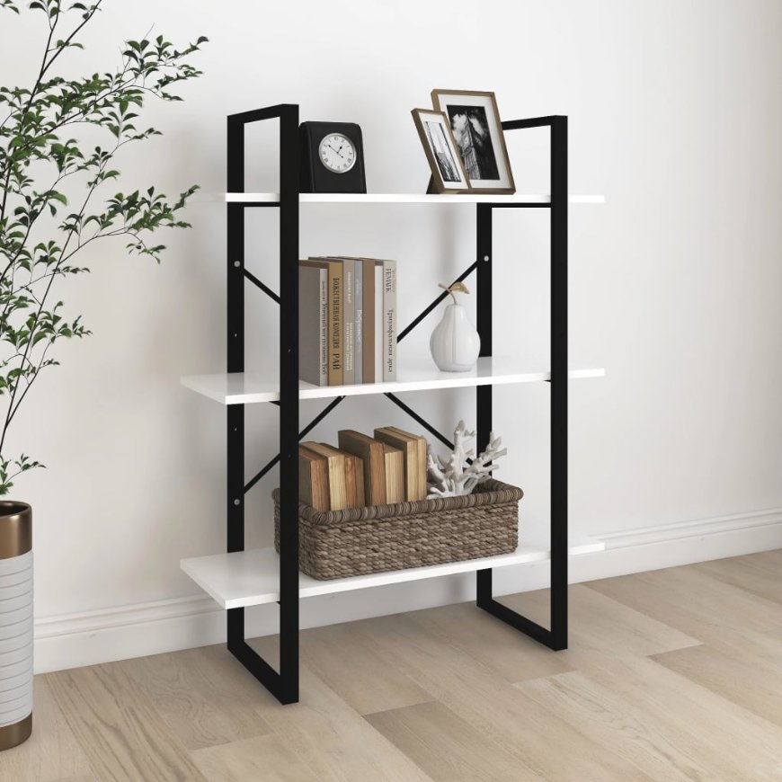 Kirjahylly valkoinen 80x30x105 cm tekninen puu