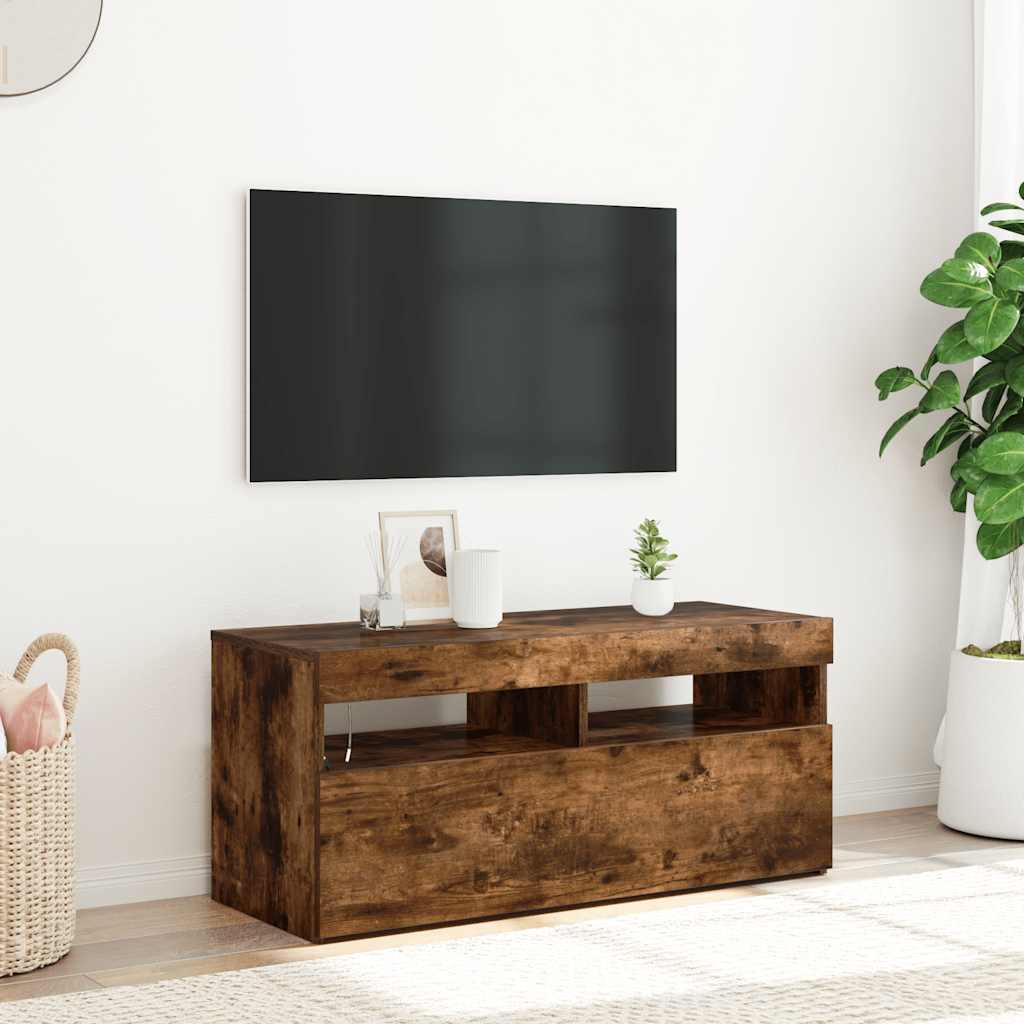 TV-taso LED-valoilla savutammi 90x35x40 cm