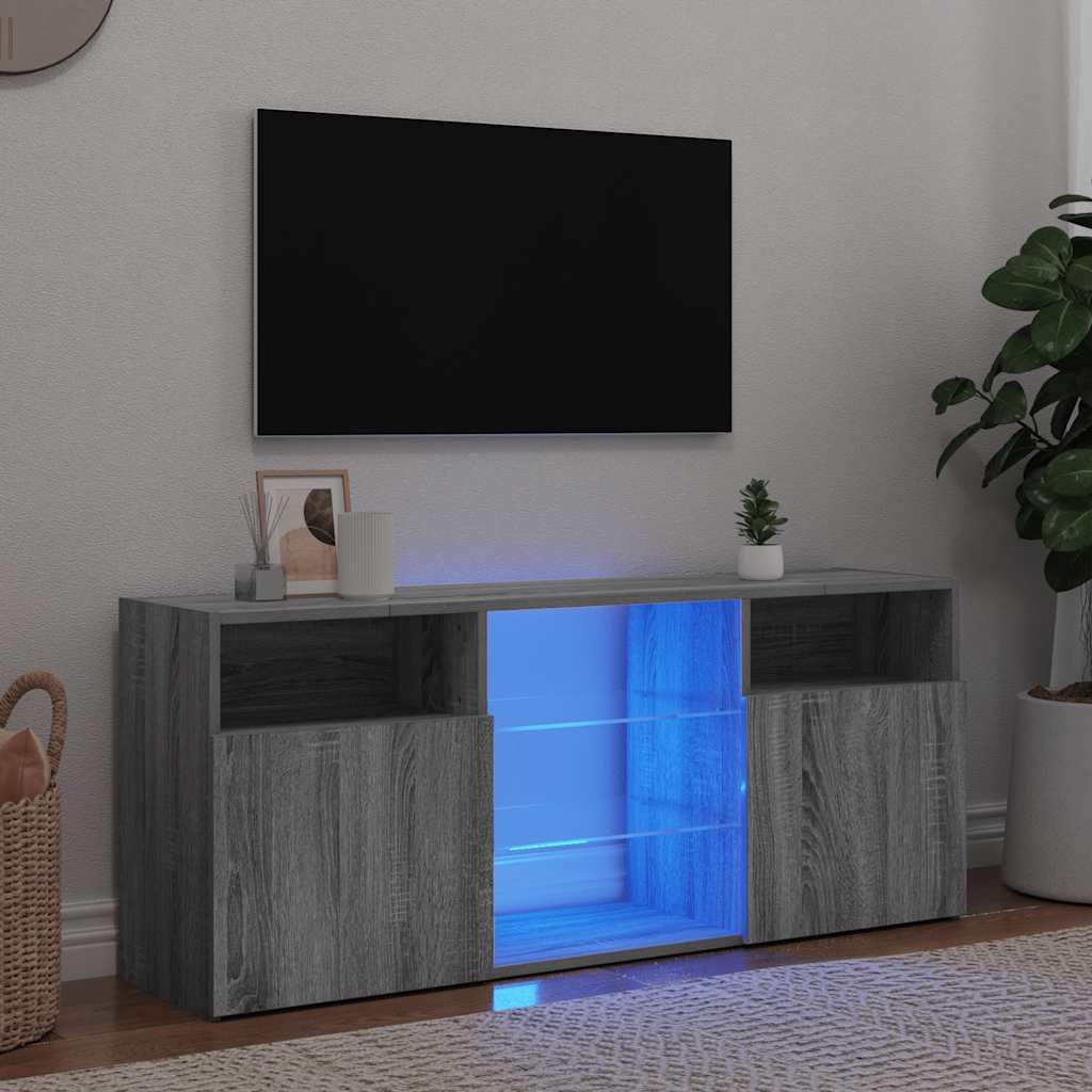 TV-taso LED-valoilla harmaa Sonoma 120x30x50 cm