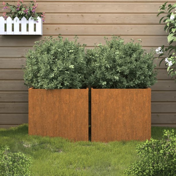 Kukkalaatikot 2 kpl 42x40x39 cm Corten teräs