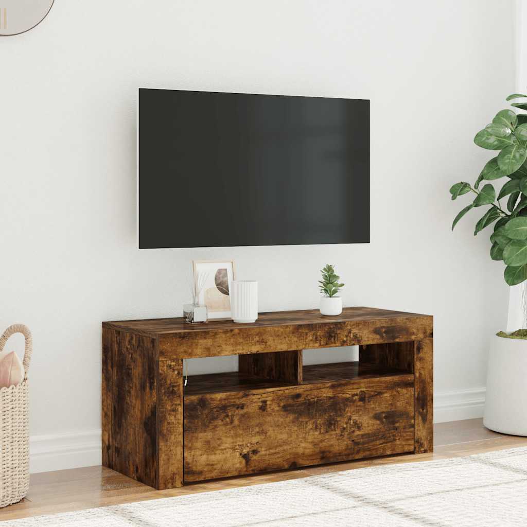 TV-taso LED-valoilla savutammi 90x35x40 cm