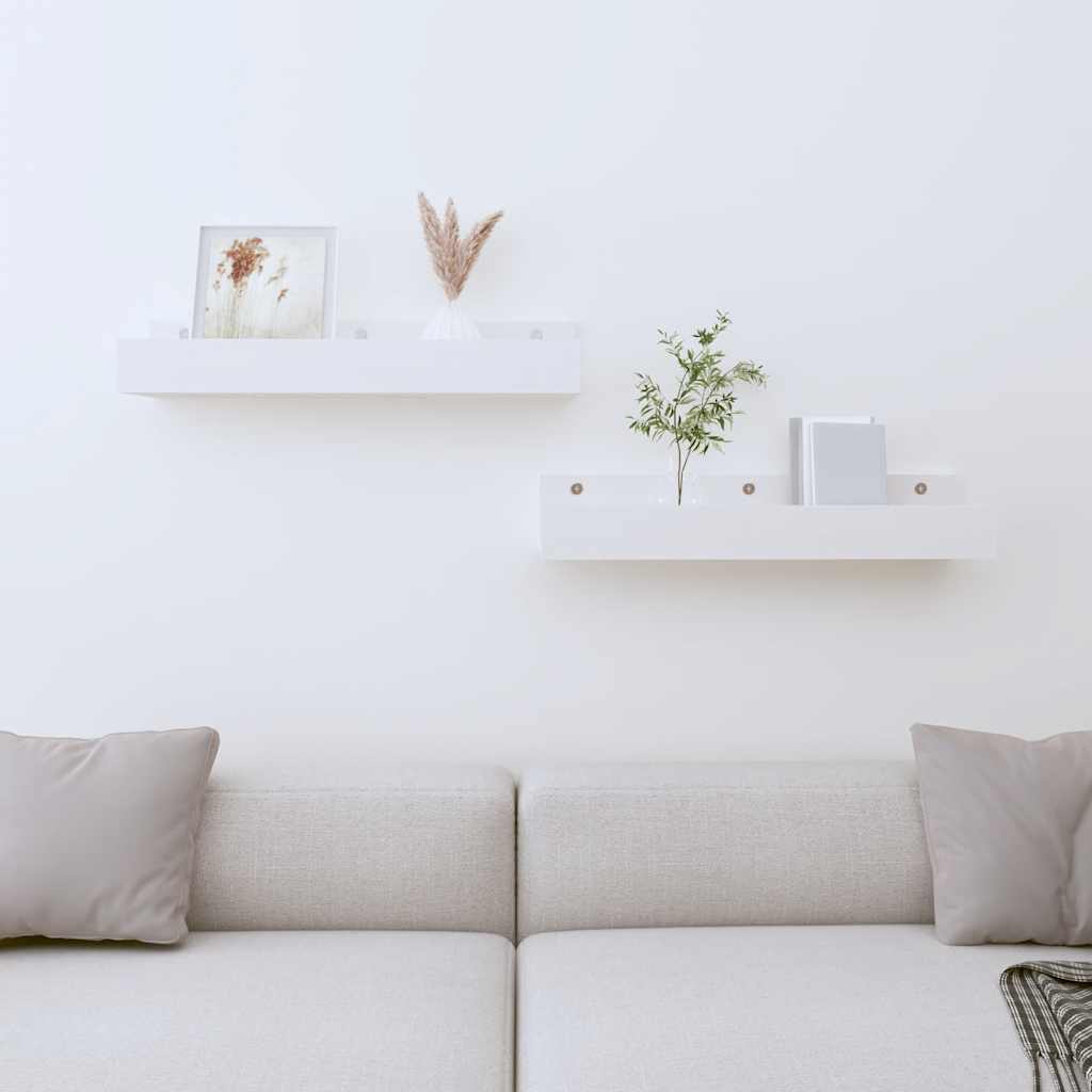 Seinähyllyt 2 kpl valkoinen 50x12x9 cm täysi mänty