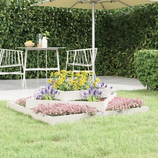 Kukkalaatikko valkoinen 112x112x27 cm täysi mänty