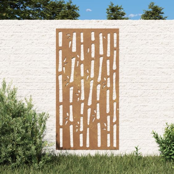Puutarhaseinäkoriste 105x55 cm corten teräs bambukuvio