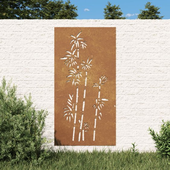 Puutarhaseinäkoriste 105x55 cm corten teräs bambukuvio