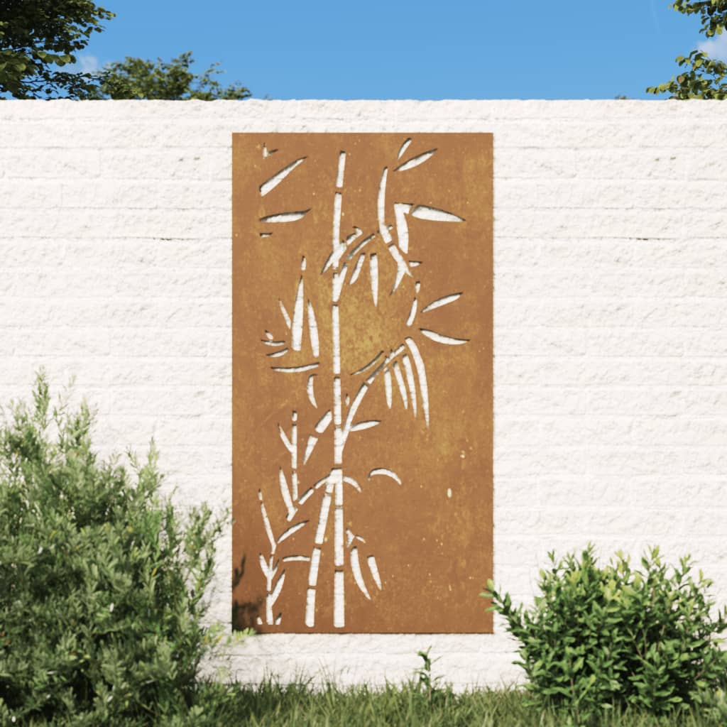 Puutarhaseinäkoriste 105x55 cm corten teräs bambukuvio