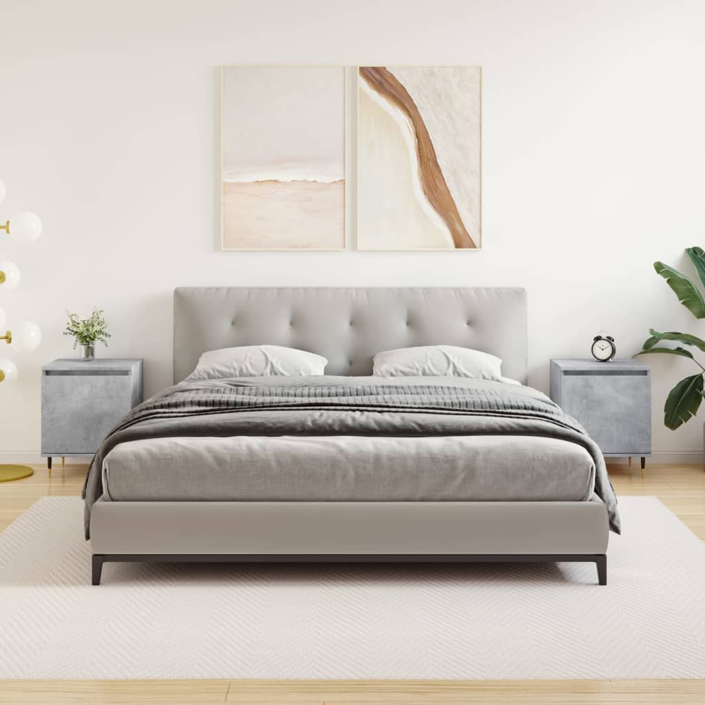 Yöpöydät 2 kpl betoninharmaa 40x30x50 cm tekninen puu