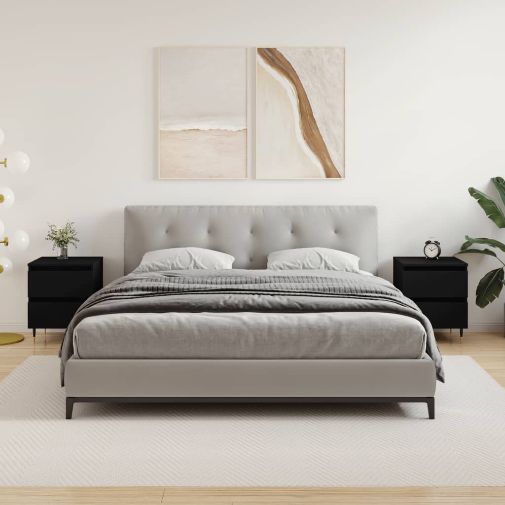 Yöpöydät 2 kpl musta 40x35x50 cm tekninen puu