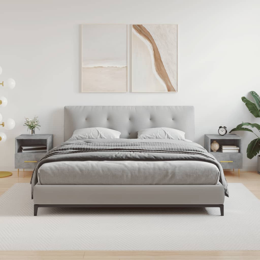 Yöpöydät 2 kpl betoninharmaa 40x35x47,5 cm tekninen puu