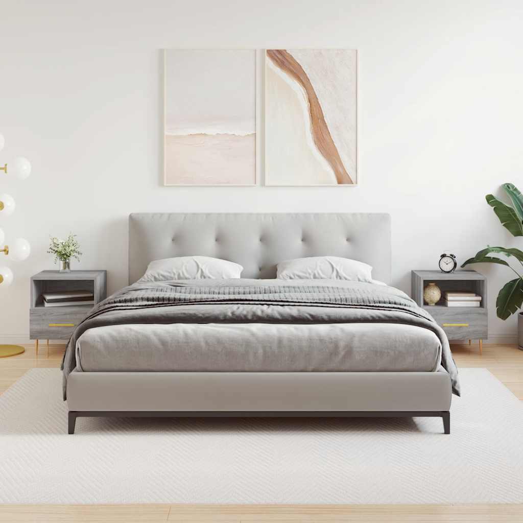 Yöpöydät 2 kpl harmaa Sonoma 40x35x47,5 cm tekninen puu