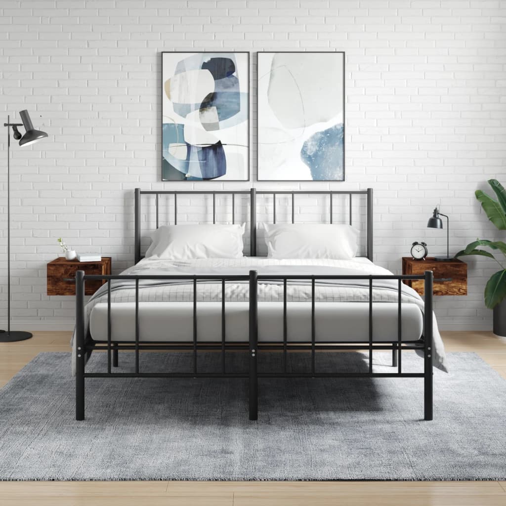 Seinäkiinnitettävät yöpöydät 2 kpl savutammi 35x35x20 cm