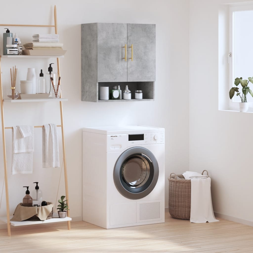 Seinäkaappi betoninharmaa 60x31x70 cm tekninen puu