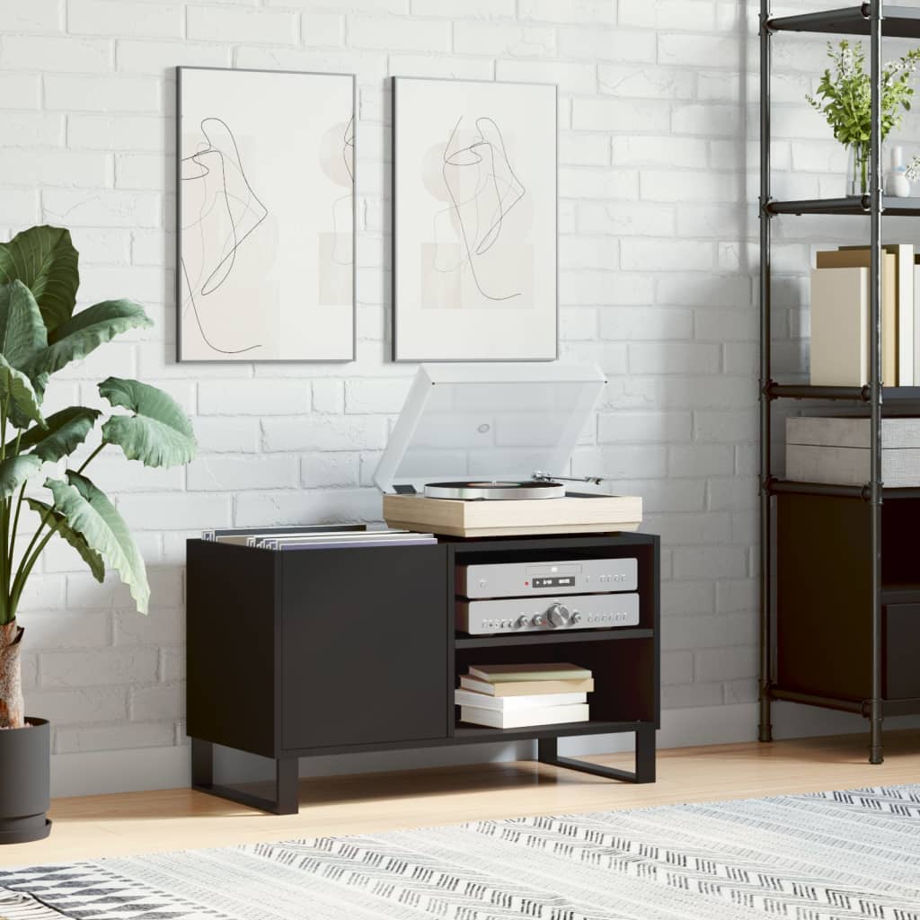 LP-levyjen säilytyskaappi musta 85x38x48 cm tekninen puu