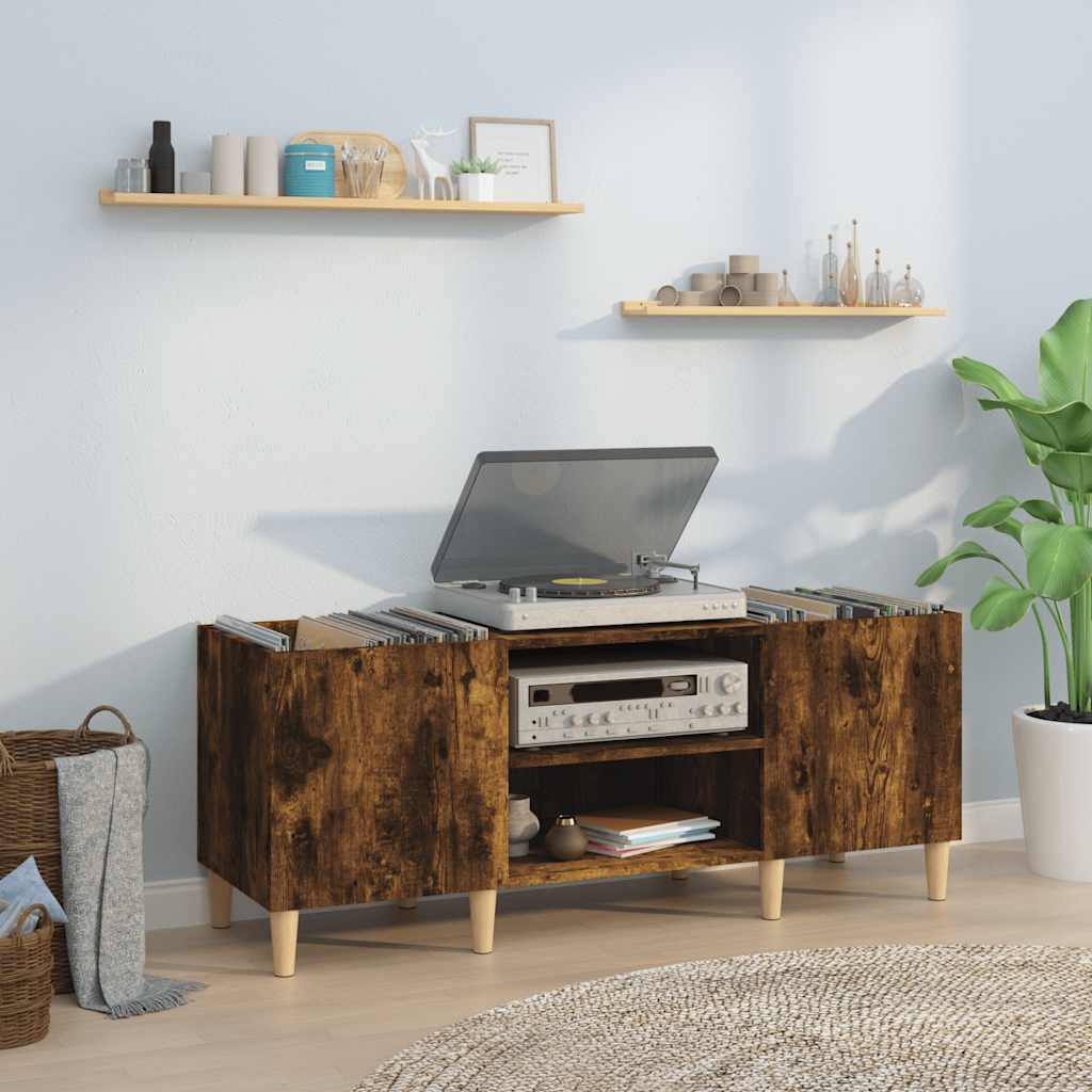 LP-levyjen säilytyskaappi savutammi 121x38x48 cm tekninen puu