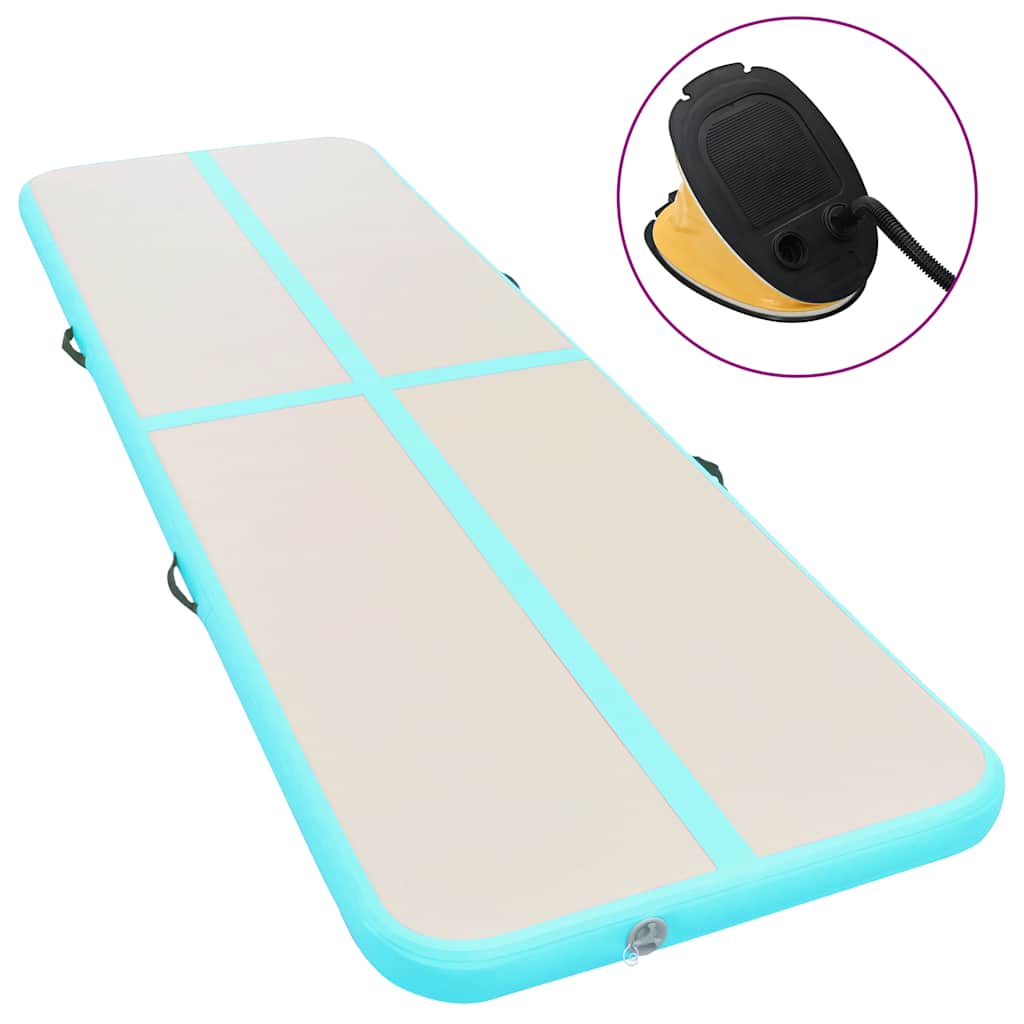 Täytettävä voimistelumatto pumpulla 600x100x10 cm PVC vihreä