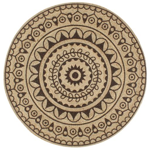 Käsintehty juuttimatto tummanruskealla kuviolla 150 cm