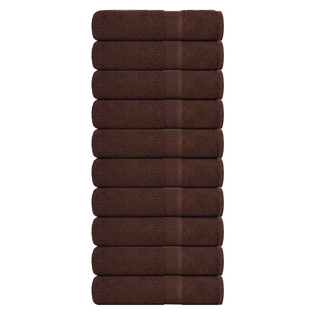 Käsipyyhkeet 10 kpl ruskea 50x100 cm 360 gsm 100% puuvillaa