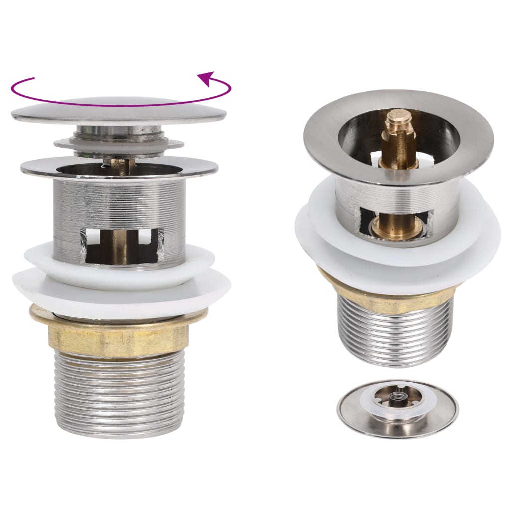 Vesilukko tulpalla ja ylivuodolla hopea 6,4x6,4x9,1 cm