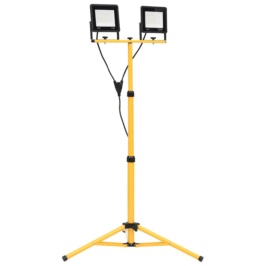 LED-valonheitin kolmijalalla 2x50 W kylmä valkoinen