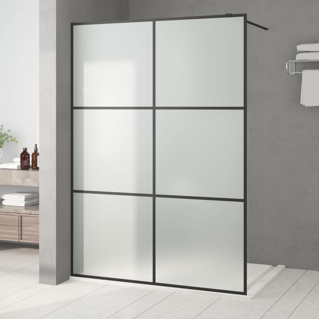 Walk-in suihkuseinäke musta 140x195 cm huurrettu ESG-lasi