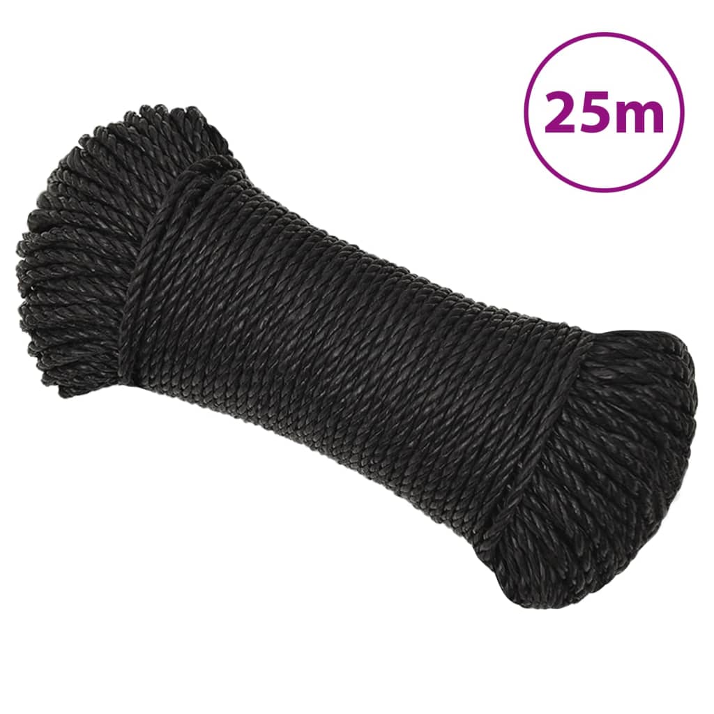 Työköysi musta 3 mm 25 m polypropeeni