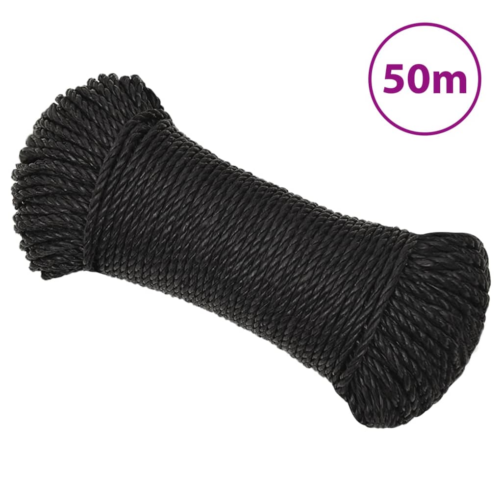 Työköysi musta 6 mm 50 m polypropeeni