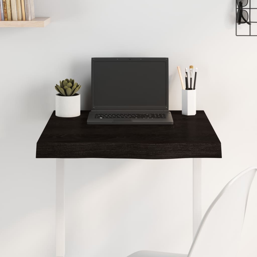 Pöytälevy tummanruskea 60x60x(2-6) cm käsitelty täystammi