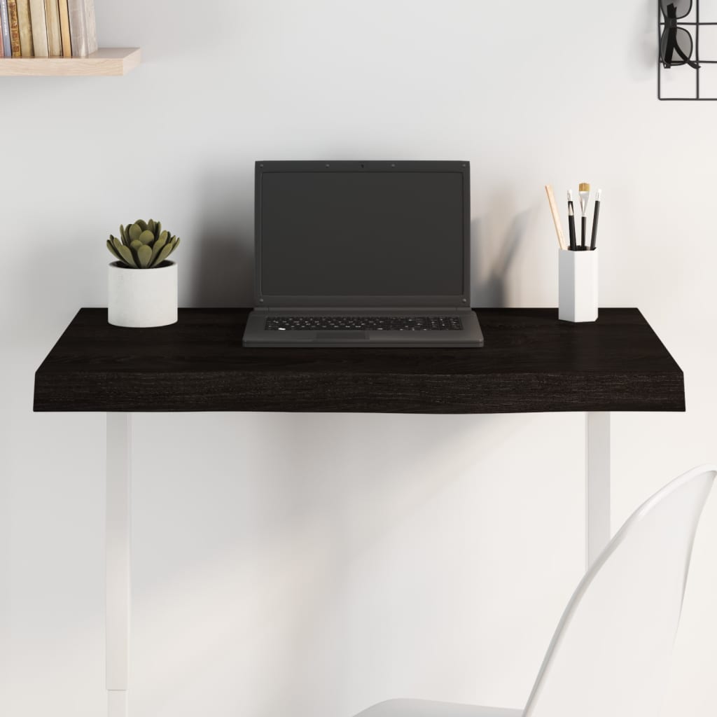 Pöytälevy tummanruskea 80x50x(2-6) cm käsitelty täystammi