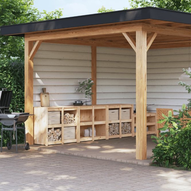 Ulkokeittiökaapit 3 kpl täysi mänty