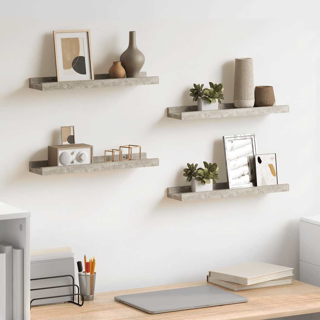 Seinähyllyt 4 kpl betoninharmaa 40x9x3 cm