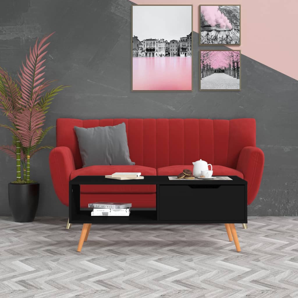 Sohvapöytä musta 100x49,5x43 cm tekninen puu